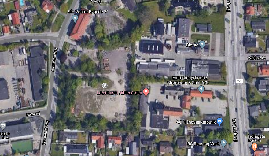 Billedeudsnit fra Google Maps omkring starten af Præstefælledvej